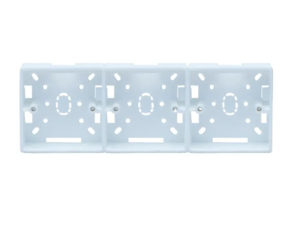 Click Three Gang MK White PVC Junction Box for Electrical Premium Plastic Wall Switch Back Cover 3 Part 3Gang