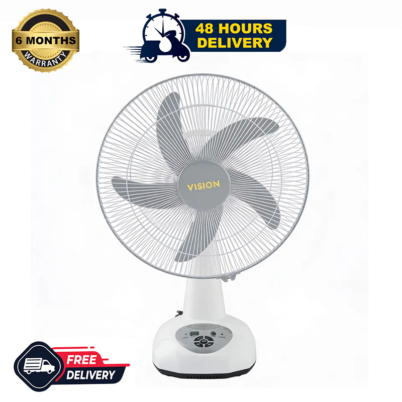 VISION Rechargeable Table Fan-14'' White