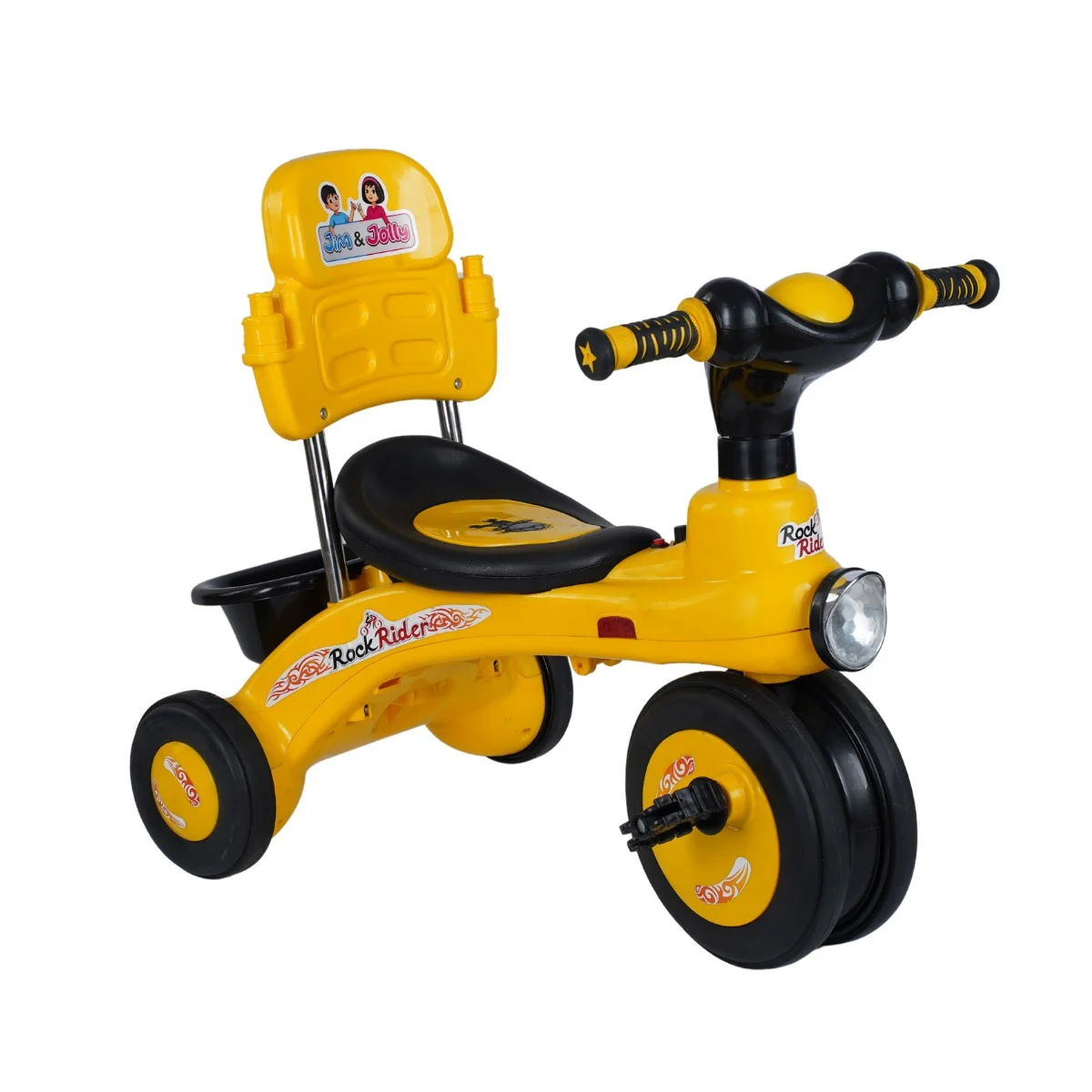 Jim & Jolly Rock Rider Tricycle with Back Rest & Head Light KD - Yellow
