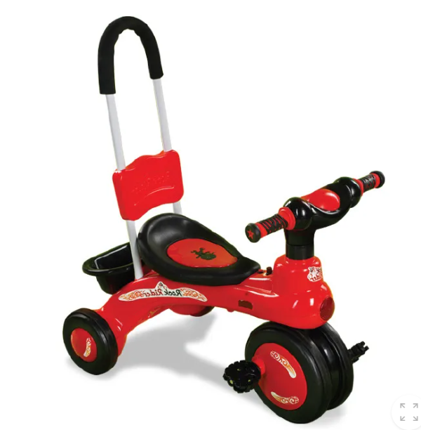 Rock Rider Tricycle With Support Handle - Red And Black